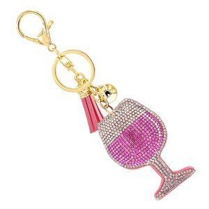 Bling Crystal Pink Cocktail Keychain